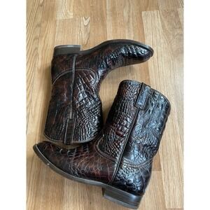 Rudel Rogers Boots Alligator Croc Cowboy Men's 7  Full Embossed Leather Western
